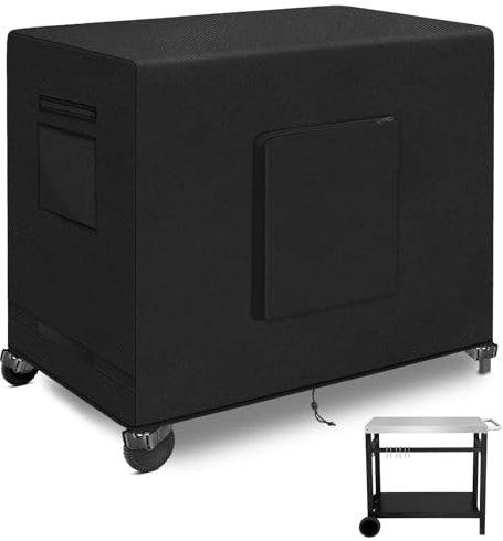 Kovshuiwe 48L x 24W x 35H Outdoor Dining Table Cover, Stainless Steel Grill Cart Trolley with Wheels, Three-Shelf Movable Food Prep and Work Cart, Heavy Duty