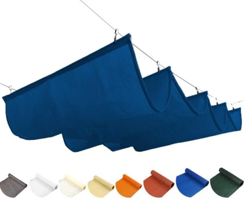 Retractable Wave Sun Shade Sail, Outdoor U Shaped Sliding Sun Protection Canopy Awning With Mounting Kit For Outdoor Patio Porch Yard Garden