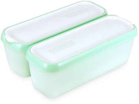 PZJFH Lot de 2 bac a glace maison, 1,5 L boîte pour glace maison, Récipients Réutilisables pour la Crème Glacée faite Maison, Sans BPA en qualité alimentaire (vert)