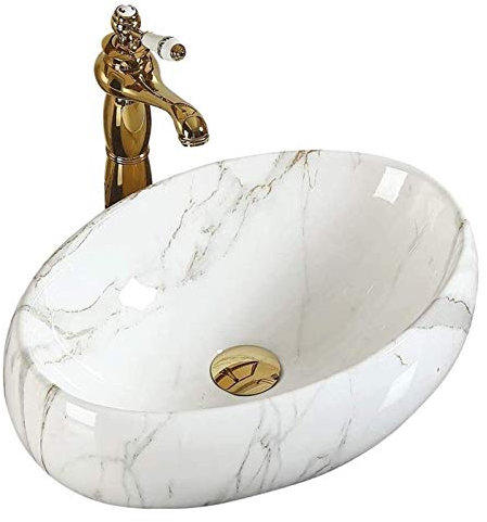 Waschtisch mit Waschbecken, Badezimmer-Waschtischgefäße, Waschbecken, Aufsatzwaschbecken, Keramik-Badezimmergefäß, Waschtisch, künstlerisches ovales Waschbecken, europäische Waschs