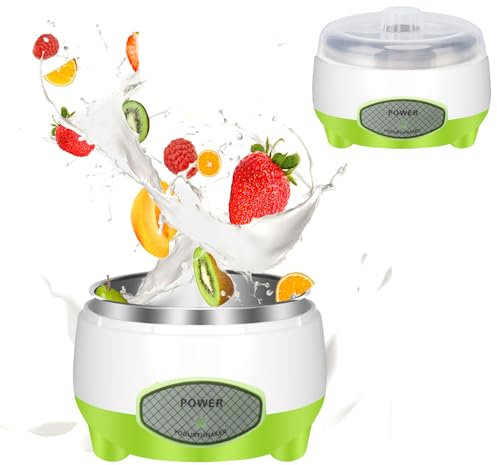 Yaourtière, Machine à Yaourt Compacte avec Contrôle de Température Constant, Récipient en Acier Inoxydable pour Yaourt Natto Fait Maison (TARSHYRY69zusfg02w-12)