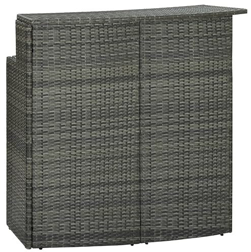 ShCuShan Garten-Bartisch Grau 120x55x110 cm Poly Rattan Brtisch Küche Wohnzimmer Deko Retro