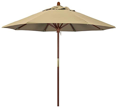Dntum Outside Garden Lawn Patio Market Umbrellas, Wood Pole & 8 Ribs - Round Sun Shades Parasols for Bistro Porch Deck Beach Pool Backyard, Large (2.7m/9 Ft), Khaki