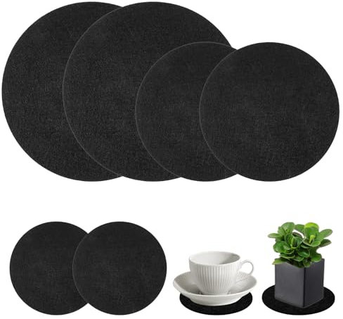 Molain Rund Filz Untersetzer, 6 Stück Rutschfester Filz Pflanzentablett 3 Größen Waschbare Blumentopf Untersetzer für Tassen Bar Gläser Tisch Deko Blumentopf (schwarz)