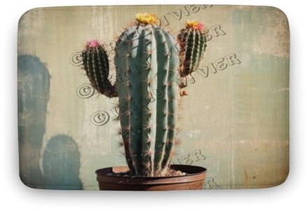 Cactus Coral Velvet Bath Rugs Non Slip Shower Mat 32x20 Bathroom Mat Cactus Rug Boho Bedroom Decor Absorbent Kitchen Floor Carpet for Home Office