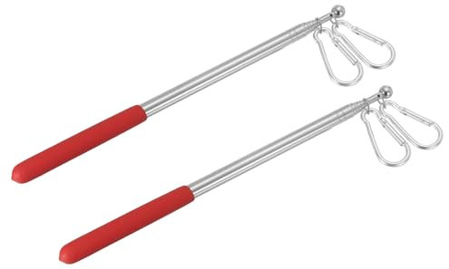 PATIKIL 5.2 Feet Telescopic Handheld Flagpoles, 2Pcs Tour Guide Flag Pole Stainless Steel Portable Collapsible Flag Pole with Clips for Teaching Pointer Training, Red