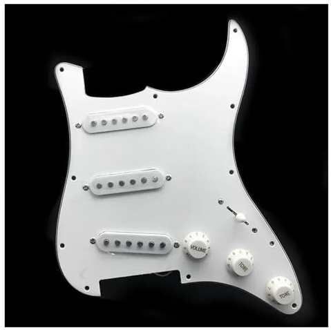 Loaded Pickguard Tonabnehmer Set Elektrische Gitarre Pickguard Pickups Geladen Vorverdrahtet Schwarz 11 Loch Single Coil Pickguard Pickups Teile(White)
