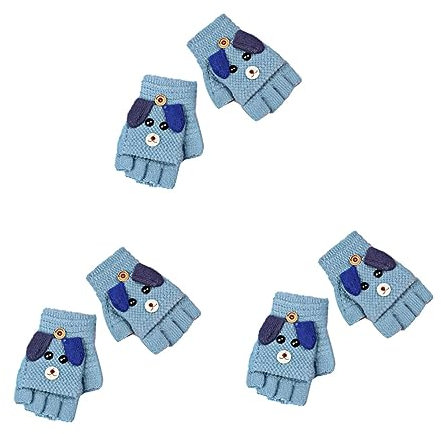 SHERCHPRY 3 Paare Kinderhandschuhe Warme Strickhandschuhe Wollhandschuhe Handschuhe Stricken Fingerlose Strickfäustlinge Warme Flip-handschuhe Kinder Warme Handschuhe Winddichte Handschuhe
