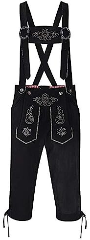Tracht Herren Premium Leder-Kniebundhose für Herren - Elegante Trachtenhose Gr.40-60 - Lange Trachten Lederhose mit Träger für Männer - Oktoberfest Hose - Designer Lederhosen in 3 Farbvarianten
