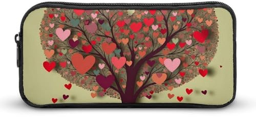QWJKM Federmäppchen für Männer und Frauen, Herz-Baum, tragbares Federmäppchen, personalisierter Stifthalter, ästhetisches Stifteetui, Stiftebox, Schreibtisch-Organizer für Büro, weiß, 8.7x2x4.7 inches