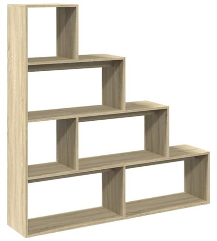 vidaXL Raumteiler-Bücherregal 4 Stufen Sonoma-Eiche 143,5x29x143,5 cm