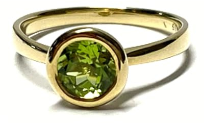 Ring 585 Gold Peridot rund facettiert 7mm Klassiker Solitärring #54