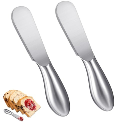 2Stück Buttermesser Klein Brotzeitmesser Tafelmesser Käsemesser Edelstahl Dessertmesser Set Streichmesser Marmeladenmesser Kleine Brot Creme Messer Tafelmesser Silber Für Butter Käse Gebäckherstellung