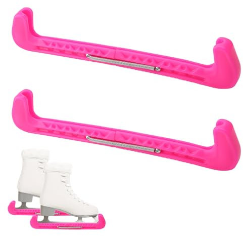 HENGBIRD 1 Paar Kufenschoner Schlittschuhe, Verstellbarer Schlittschuhschutz Eiskunstlauf Schoner mit Spring Schlittschuh Kufenschutz Schutz Eiskunstlauf Zubehör für Kinder Erwachsener Universal Rosa