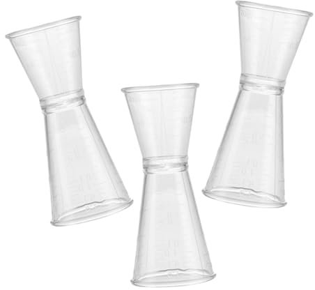 Cabilock Taza Medidora de Barra Doble Grande 60 Ml Plástico Transparente Jigger Reutilizable para Bartender Cocteles Bar Set 3 Piezas