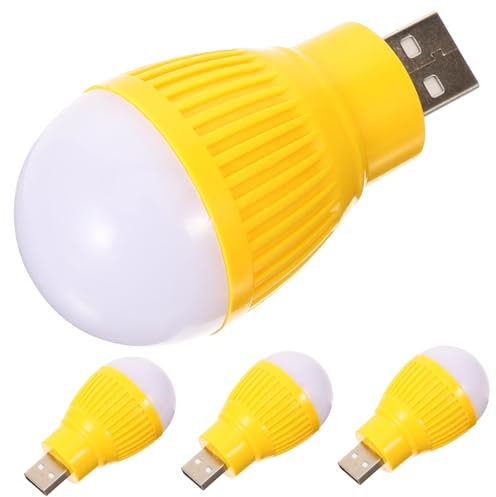 jojofuny 4pcs USB Led Light Bulbs Mini Portable Night Lights Small Emergency Lamps for Home Camping Travel Yellow