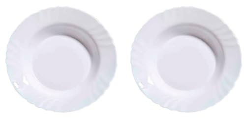 Acan Tradineur - Pack de 2 fuentes redondas hondas, modelo Ebro, vidrio opal, ideal para servir postres o aperitivos, aptas para lavavajillas (Blanco - 32 x 4,5 cm)