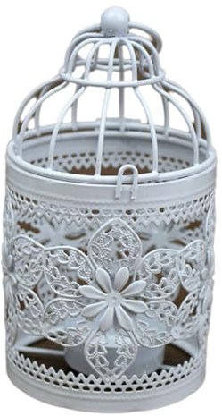 WOURRD Supporto bianco per gabbia per uccelli con intricato bastone di progettazione cavo per matrimoni e feste