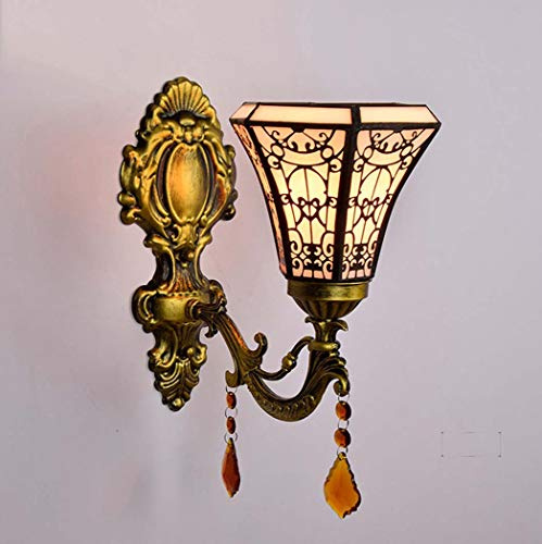 PTLYE Aparato Platona para lámpara de Pared de Vidrio Templado Estilo Tiffany con Pasillo Vintage para dormitorios, mesita de Noche, mesita de Noche, E27, pensativo