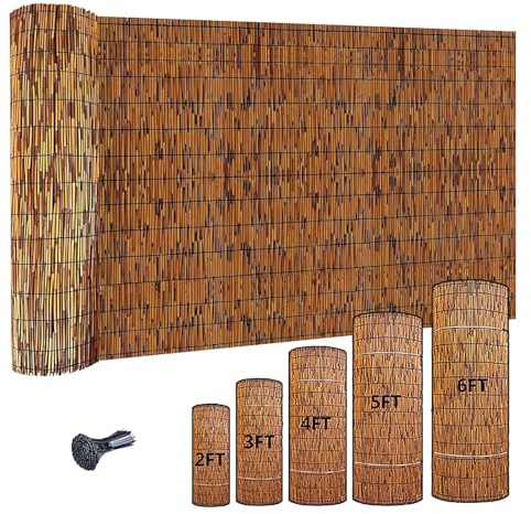 MZQMK Valla De Privacidad Valla De Caña Natural Valla Decorativa De Caña para Balcón Al Aire Libre, Patio, Jardín, Patio Trasero(0.61x5m/2x16.4ft)