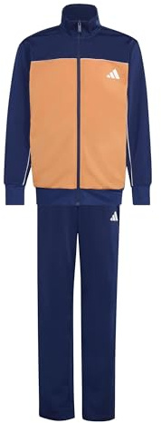 adidas Unisex - Bambini e ragazzi Junior Tricot Colourpop Tracksuit, dark blue/Dusky Orange/white, 11-12 Years