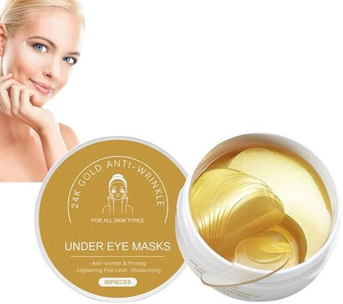 60 almohadillas para los ojos, almohadillas antienvejecimiento, antiojeras, antihumedad, antiojeras, ojeras, parches para las ojeras, arrugas y puffiness con ácido hialurónico