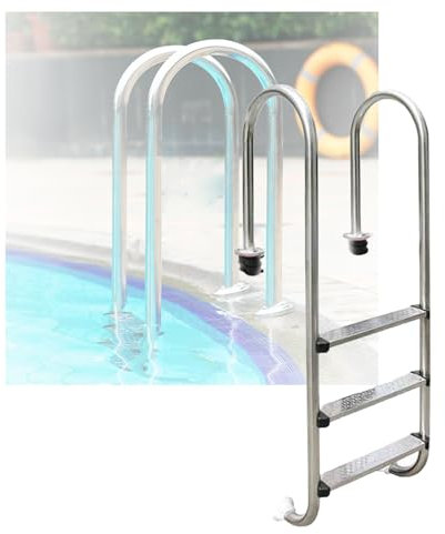 KZKZK Poolleiter, 304 Edelstahl, 3 Stufen und Armlehne, sicherer EIN- und Ausstieg, for eingebaute Pools, Wasserparks, einfache Installation(3-steps1.2mm)