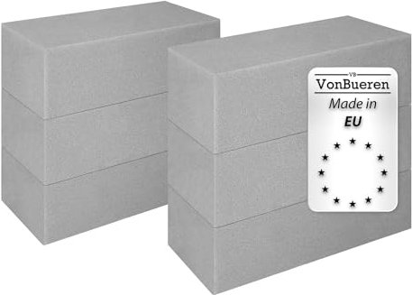 VonBueren 6 x Steckschaum trocken Steckschwamm für Blumen | ca. 23 x 10,5 x 7,5 cm je Blumensteckschaum | Steckmasse zum Basteln | Steckmoos | für Kunstblumen und Trockenblumen | Made in EU