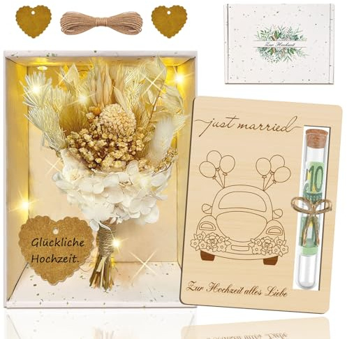 Cadeau confirmation, cadeaux mariage pour mariés, coffret cadeau réaliser souhaits Comprend fleurs séchées, des guirlandes lumineuses, tube à essai en plastique, emballage pour carte d'anniversaire