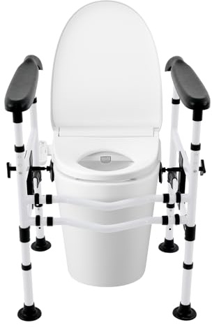 Supporto per WC, altezza e larghezza, regolabile, senza foratura, telaio di sicurezza per WC, adatto per diversi WC (nero)