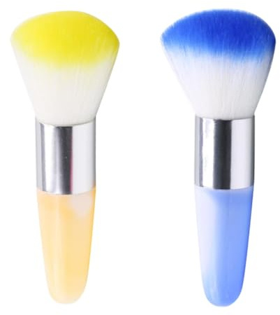 WRITWAA 2pcs Nail Art Dust Brushes for Acrylic Nails Mixed Colors for Salon and Home Use