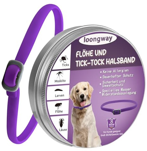 loongway Verstellbares Halsband für Hunde, Wasserfest,65cm,für Hunde ab 3 Monaten