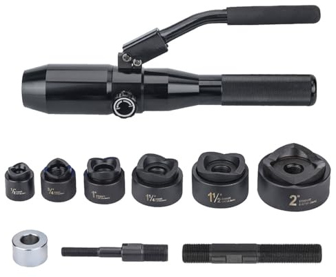 DHMYYXGS Kit De Sacabocados Hidráulicos,Perforadora Láminas Metal Excavadora De Agujeros Hidráulica,Punzonadora De Chapa Metálica con 6 Troqueles,para Aluminio, Latón