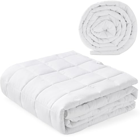 Autsel Manta Pesada 155x220cm 7kg, Weighted Blanket con Perlas de Vidrio, para Sueño Profundo y Alivio de Ansiedad, Blanco