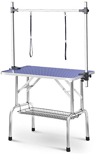 Table de toilettage pour animaux de compagnie - Réglable en hauteur - Antidérapante - Table de toilettage professionnelle pour grands chiens - Extra large - 117 x 61 x 76 cm - Pliable et portable