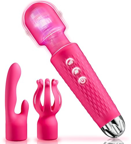 Vibrator Sex Spielzeug für die Frau Paare, Vibration für Frauen Vibratorensets für Frauen Dildo Massagestab, Fingerüberzieher Sex Toyset für Woman mit 10 * 10 Modus, Prostata Massagestab (RoseRot)