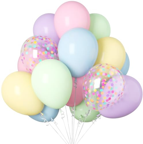 Luftballons Pastellfarben 30 Stück, Bunte Luftballons Geburtstag Helium Ballons Pastell Bunte mit Macaron Blau Gelb Grün Lila Rosa Ballons für Geburtstagsdeko Kinder Mädchen Hochzeit Babyparty Deko