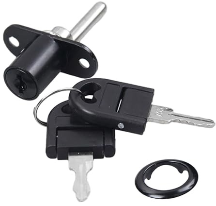 PIXZCSA Cabinet Push Plunger Lock for Wardrobe Durable Zinc Alloy Construction Reliable Security Drill Holes According to Cylinder Diameter Lock for Desk, Black, 16mm
