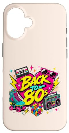Back to 80s Nostalgia Roller Skate Boombox Cassette Tape Années 80 Coque pour iPhone 16