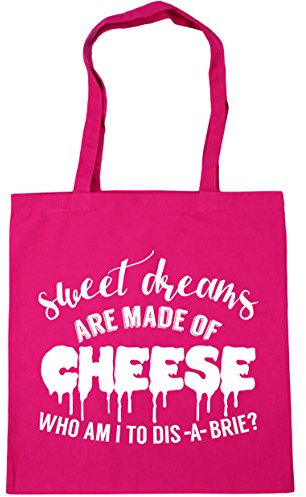 Hippowarehouse Sweet dreams are made of cheese who am I to dis-a-brie? Tote Shopping Gym Beach Bag 42cm x38cm, 10 litres