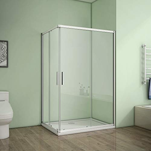 Duschkabine Eckeinstieg 120x80cm Duschabtrennung Dusche Schiebetür Duschwand 5mm ESG Sicherheitsglas Höhe 185cm
