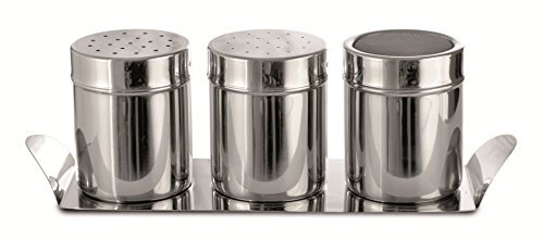 Weis 14913 Lot de 3 saupoudreurs en acier inoxydable pour cacao, sucre, sel ou épices