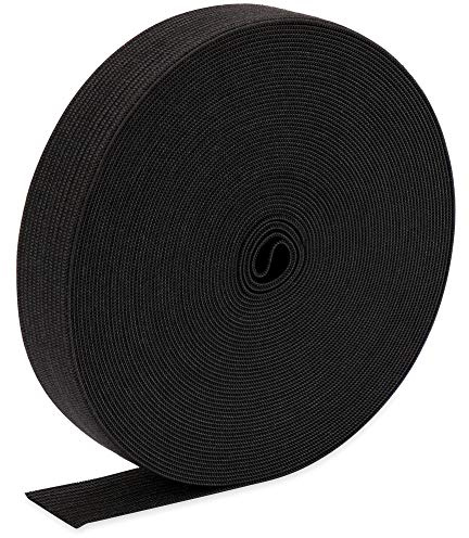 H&S Gummiband zum Nähen in Schwarz - 10m x 24mm Breit - Runde, Robuste Rolle Elastisches Band für Ihren Näh Bedarf als Falzgummi, Hosengummi oder Schlüpfergumi - Gummiband für Sporthose - Lochgummi