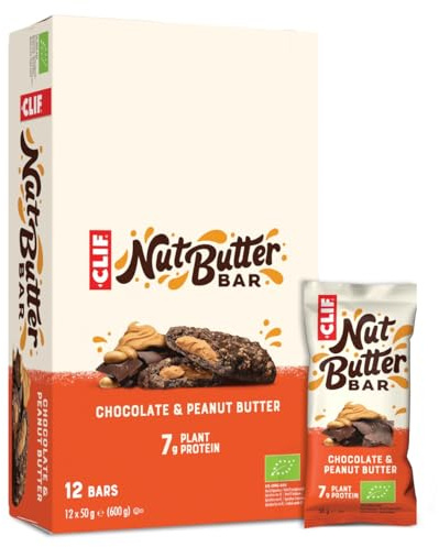 CLIF Nut Butter Bar | Protein Bar | Chocolate & Peanut Butter | Organic |12 x 50 g