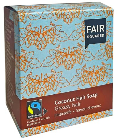 FAIR SQUARED festes Kokos Shampoo -Haarseife Greasy 2 x 80 Gramm - für schnell nachfettendes Haar - mit Fairtrade-Kokosnussöl - vegane Naturkosmetik - Zero Waste