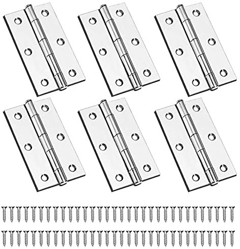 6 Pezzi Acciaio Inox Cerniere,75mm × 50mm Cerniera a Vite Inox,Cerniere Inox,Cerniere in Acciaio Inossidabile,Cerniere per Legno,Cerniere Inox Nautica,Cerniere Pieghevoli