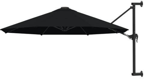Tidyard Sonnenschirm Wandmontage mit Metallmast Wandschirm Ampelschirm Balkonschirm Gartenschirm Terrassenschirm Schirm 300cm Schwarz