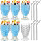 Verres à Cocktail Sirène 230 ML Verres à Boire Uniques Ensemble de 6 Verres à Ananas Tiki Verres à Whisky Gobelets Verres à Eau Mignons pour Sirène Fête Maison Bar Restaurant (Transparent)