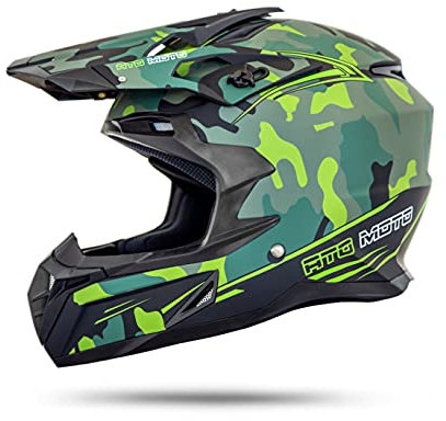 ATO Moto MX Mexico Camouflage matt Enduro Helm mit neuster Sicherheitsnorm ECE 2205 (S)