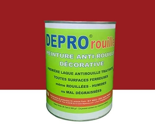 DEPROMA - Peinture antirouille - pour métal neuf et rouillé - 1kg - ROUGE E25.04 - Protection anticorrosion - Traitement antirouille